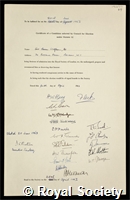 Wolfson, Sir Isaac: certificate of election to the Royal Society