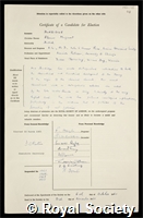 Burbidge, Eleanor Margaret: certificate of election to the Royal Society