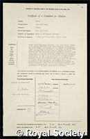 Cooper, Leslie Hugh Norman: certificate of election to the Royal Society
