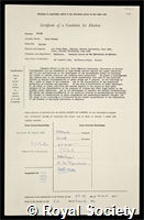 Fowler, Peter Howard: certificate of election to the Royal Society
