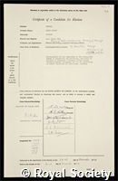 Kendall, David George: certificate of election to the Royal Society