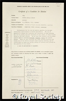 Bell, George Douglas Hutton: certificate of election to the Royal Society