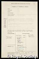 Brenner, Sydney: certificate of election to the Royal Society