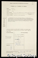 Collingwood, Edward Foyle: certificate of election to the Royal Society