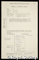 Fogg, Gordon Elliott: certificate of election to the Royal Society