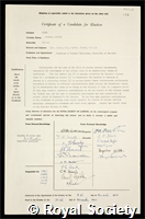 Jones, Reginald Victor: certificate of election to the Royal Society