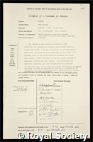 Kennedy, John Stodart: certificate of election to the Royal Society