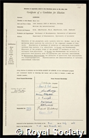 Kornberg, Hans Leo: certificate of election to the Royal Society