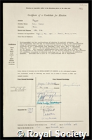 Mayneord, William Valentine: certificate of election to the Royal Society