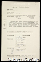 Sheppard, Philip Macdonald: certificate of election to the Royal Society