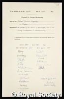 Heyrovsky, Jaroslav: certificate of election to the Royal Society
