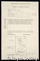 Battersby, Alan Rushton - Certificate of election as Fellow of the Royal Society: certificate of election to the Royal Society