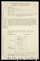 Davies, Robert Ernest: certificate of election to the Royal Society