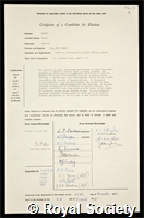 Harris, Harry: certificate of election to the Royal Society