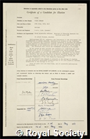 Lucas, Cyril Edward: certificate of election to the Royal Society