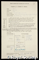 Mourant, Arthur Ernest: certificate of election to the Royal Society