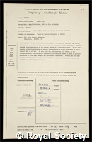 Perkins, Donald Hill: certificate of election to the Royal Society