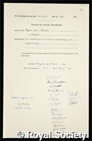 Brachet, Jean: certificate of election to the Royal Society