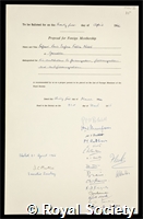 Neel, Louis Eugene Felix: certificate of election to the Royal Society