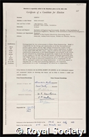 Booth, Eric Stuart: certificate of election to the Royal Society