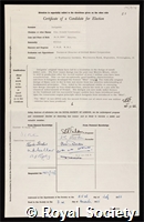 Issigonis, Alec Arnold Constantine: certificate of election to the Royal Society