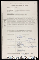 Jones, Francis Edgar: certificate of election to the Royal Society