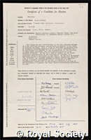 Phillips, David Chilton: certificate of election to the Royal Society