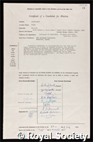 Sondheimer, Franz: certificate of election to the Royal Society