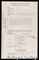 Williams, Richard Tecwyn: certificate of election to the Royal Society