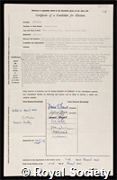 Anderson, Ephraim Saul: certificate of election to the Royal Society