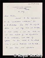 Burbidge, Geoffrey Ronald: certificate of election to the Royal Society