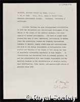 Burbidge, Geoffrey Ronald: certificate of election to the Royal Society