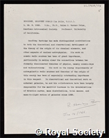 Burbidge, Geoffrey Ronald: certificate of election to the Royal Society