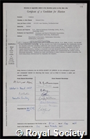 Cookson, Richard Clive: certificate of election to the Royal Society