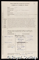 Eastwood, Eric: certificate of election to the Royal Society