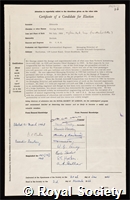 Edward, George Robert: certificate of election to the Royal Society