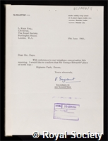 Edward, George Robert: certificate of election to the Royal Society