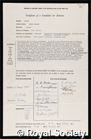 Goodwin, Trevor Walworth: certificate of election to the Royal Society