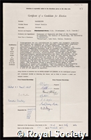 Haszeldine, Robert Neville: certificate of election to the Royal Society