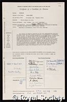 Northcote, Donald Henry: certificate of election to the Royal Society
