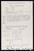 Rees, David: certificate of election to the Royal Society