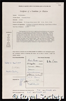 Richardson, Frederick Denys: certificate of election to the Royal Society