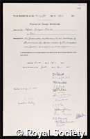 Monod, Jacques: certificate of election to the Royal Society
