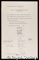 Wheeler, Sir Robert Eric Mortimer: certificate of election to the Royal Society