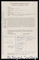 Cook, Alan Hugh: certificate of election to the Royal Society
