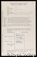Danckwerts, Peter Victor: certificate of election to the Royal Society