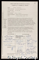 Giffard, John Anthony Hardinge: certificate of election to the Royal Society