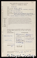 Horridge, George Adrian: certificate of election to the Royal Society
