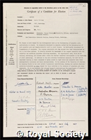 Mapson, Leslie William: certificate of election to the Royal Society