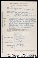 Paton, Thomas Angus Lyall: certificate of election to the Royal Society